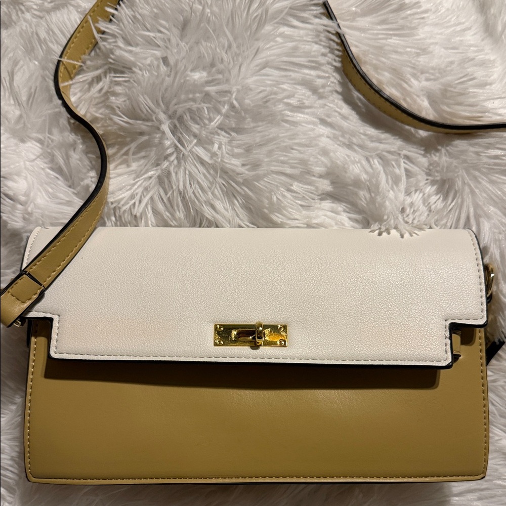 White and Tan Two-Tone Women's Crossbody Bag